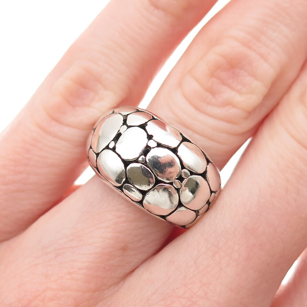 925 Sterling Silver Vintage Modernist Kali Dotted Ring Size 5.75